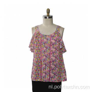 Dames chiffon blouse ruches mouw